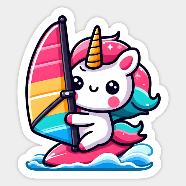 Windsurfing Unicorn Olympics 🦄 - Catch the Cuteness Wave! Sticker by Pink & Pretty